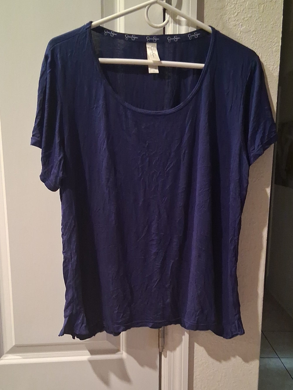 Jessica Simpson Navy Blue Scoop Neck Short Sleeve Top
